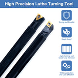Lathe Threading-Tool Bit Set 21pcs - 7pcs 1/2" Turning Holder Boring Bars / 14pcs Indexable Carbide Inserts Golden CCMT060204 DCMT070204 11IR 16ER WoodArtSupply