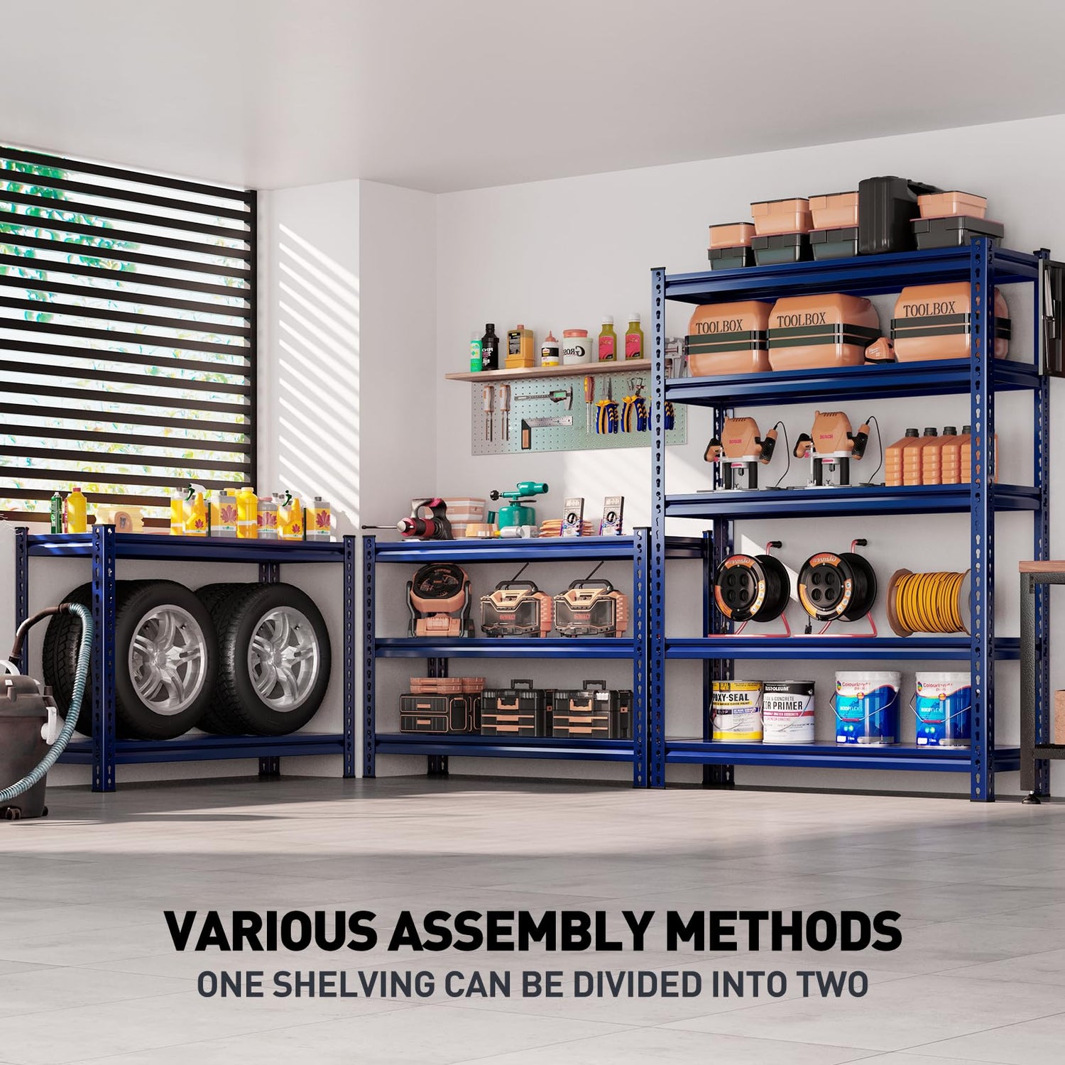 REIBII Garage Shelving Garage Storage Shelves Garage Shelves Heavy Duty Shelving Adjustable 5 Tier Metal Shelving 1750LBS Shelving Unit Industrial REIBII