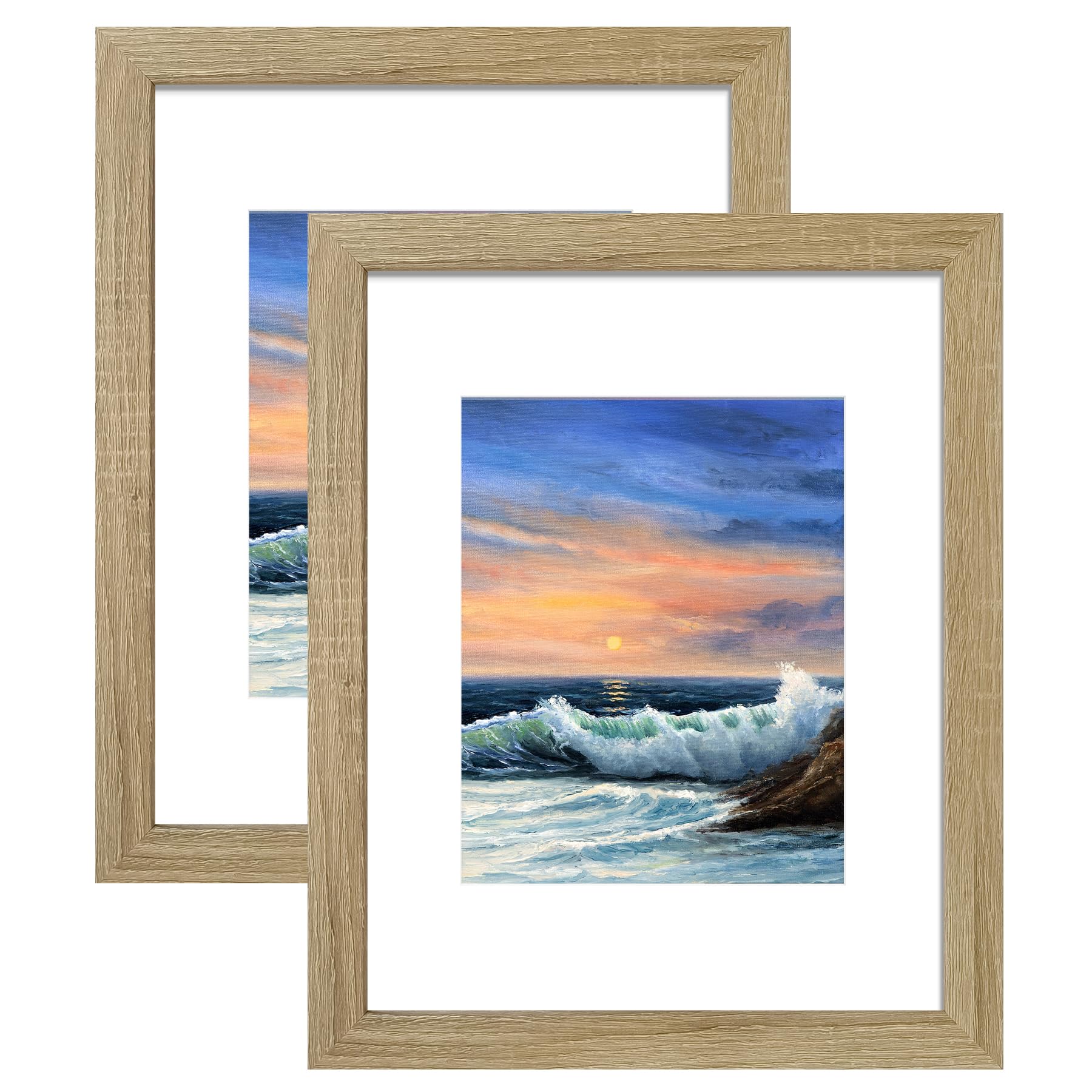 LUCKYLIFE 16x20 Frames, 16x20 Picture Frame for Wall, Display Pictures 11x14 with Mat or 16x20 without Mat, Pack of 2, Natural Woodgrain - WoodArtSupply