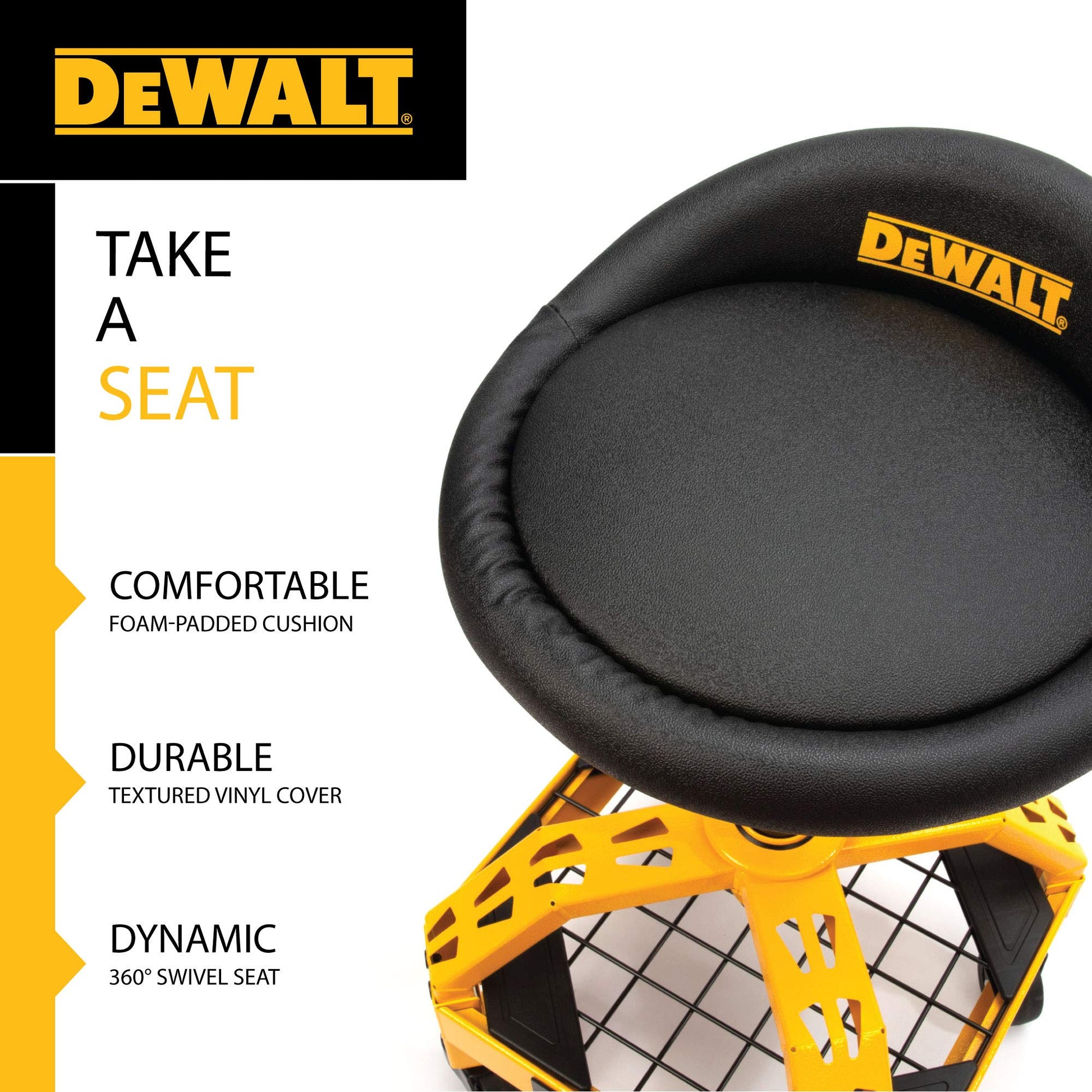 DEWALT 41562 DXSTAH025 Adjustable Shop Stool with Casters - WoodArtSupply