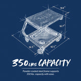 URBANTRANSIT FastBack Shop Stool - 350 Lb Capacity Rolling Stool for The Garage and Workshop, With Organizer Tray and Cupholder - 3 Inch Premium URBANTRANSIT