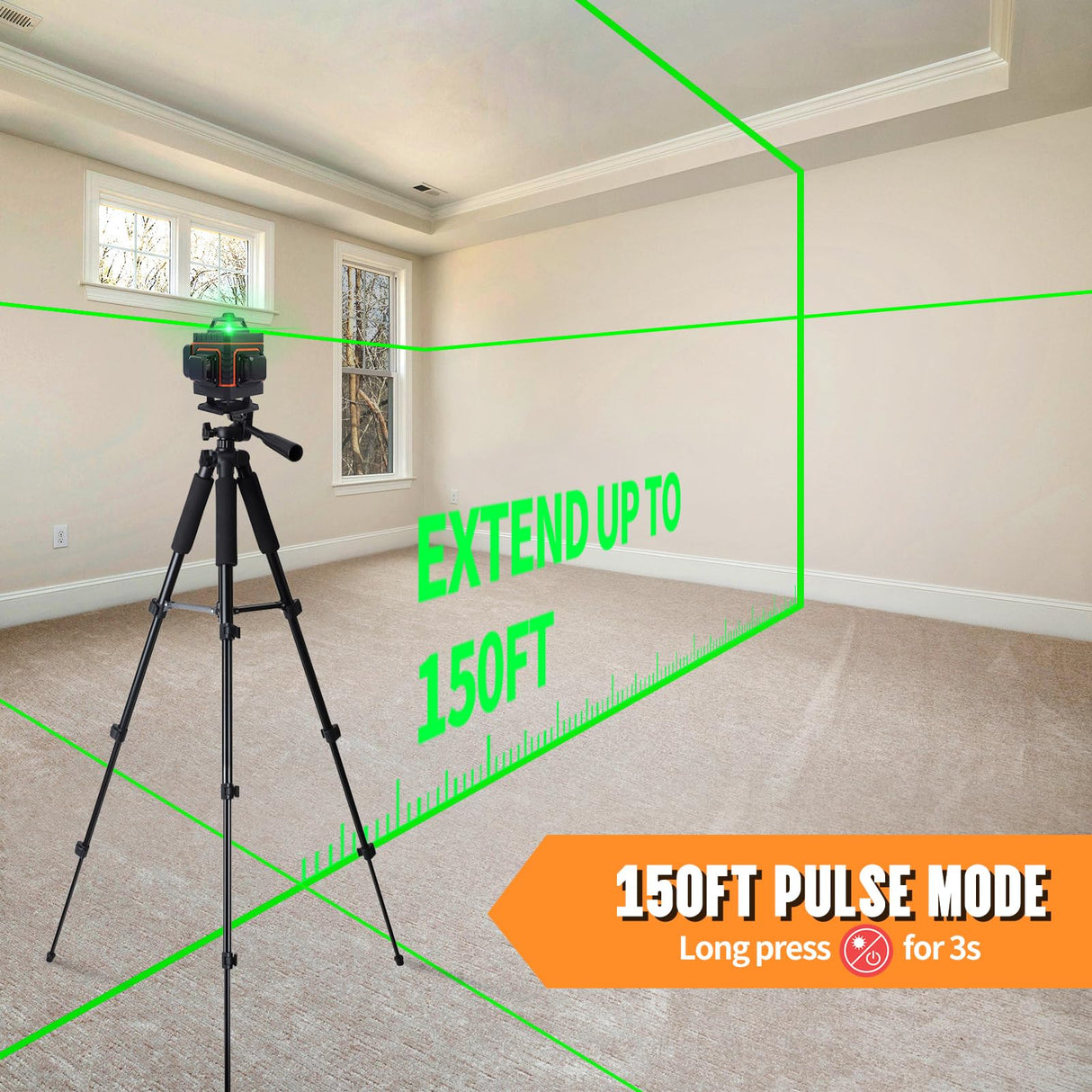 16 Lines Laser Level Tool 4x360 Self Leveling Green Lazer Line Level, 4D Green Cross Line Leveler Tool Laser for Picture Hanging, with Cloth bag and Segroptera