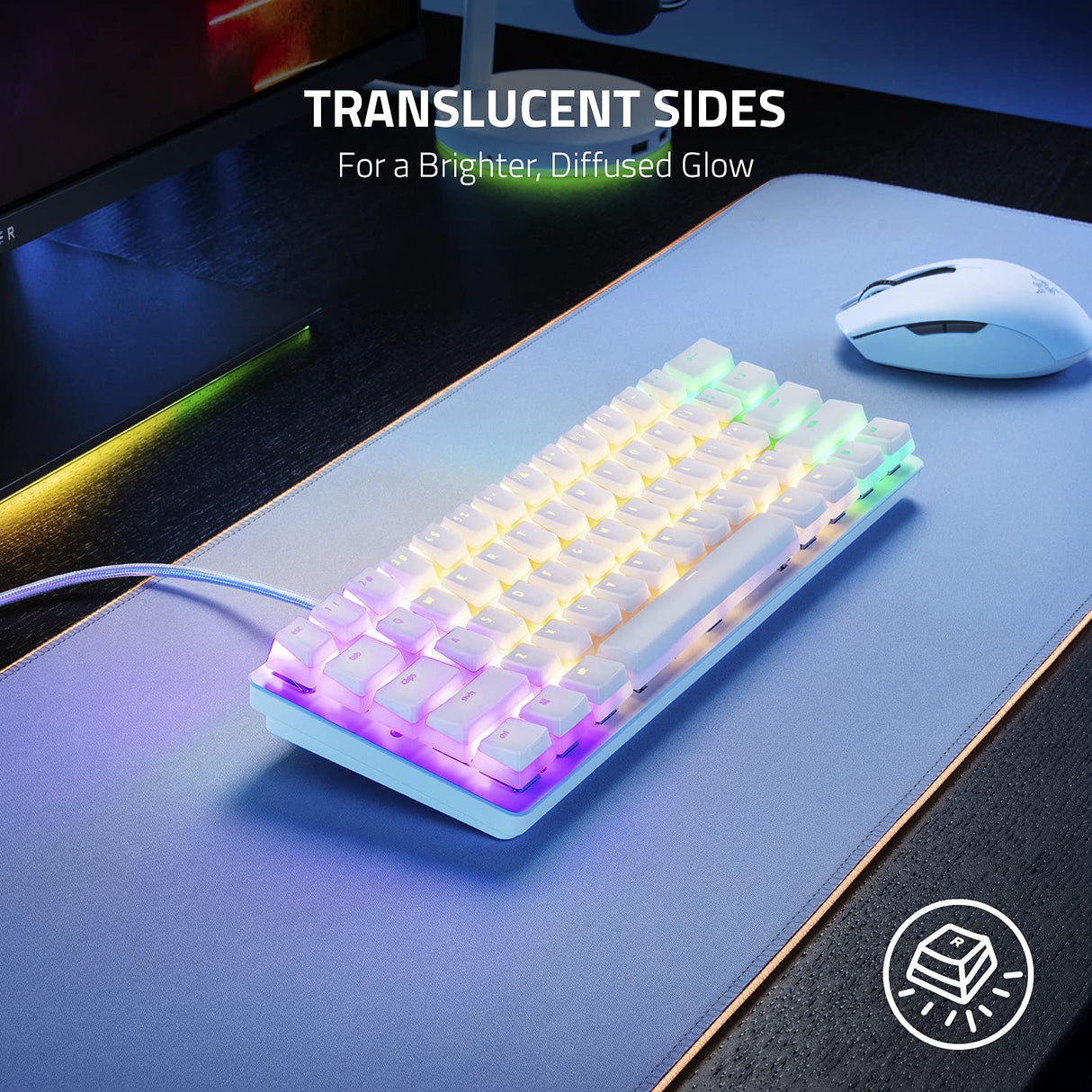 Razer Phantom Keycap Upgrade Set: Unique Stealth Design - Translucent Sides - Bottom-Lasered Legends - Keycap Removal Tools & Stablizers - Universal Razer