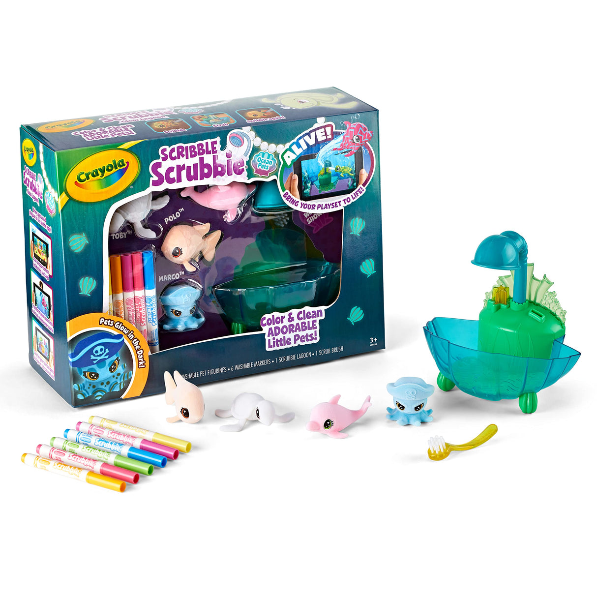 Crayola Scribble Scrubbie Glow Lagoon Pets, Sea Animal Toys, Gifts for for Boys & Girls, 3+ Crayola