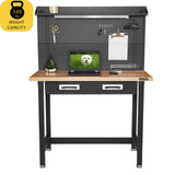 Seville Classics UltraHD Heavy Duty Commercial Lighted Workcenter w/Pegboard, 500 lbs. Weight Capacity for Garage, Warehouse, Workshop, Solid Wood Seville Classics