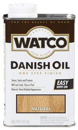 Rust-Oleum Watco 242219 Danish Oil Wood Finish, Low VOC, Pint, Natural Rust-Oleum
