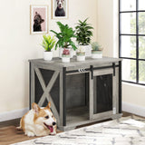 IDEALHOUSE 37'' Dog Crate Furniture Side End Table with Flip Top and Movable Divider, Wooden Dog Crate Table Large, Style Dog Kennel Side End Table IDEALHOUSE