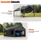 JAMFLY Carport, 12x20 Heavy Duty Carport Canopy with Roll-up Windows, Portable Garage with Removable Sidewalls & Doors, Car Canopy with All-Season JAMFLY