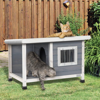 Petsfit Outdoor Wooden Dog House for Small Dogs, Light Grey, Small/33.6" L x 24.7" W x 23" H