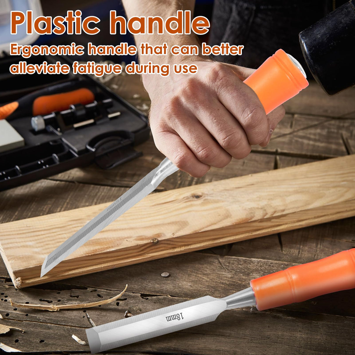 FALESOUL 4 Piece Wood Chisel Sets Woodworking Tools Set, Wood Chisels with Beveled Blade 6/12/18/24mm Sturdy Carpenter Chisel Hand Tool for Softwood FALESOUL