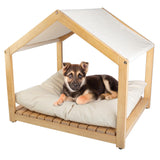 Dog House - 30x24-Inch Indoor Dog House with Soft Cushion and Adjustable Canopy - Wood Dog Furniture for Small to Medium Pets up to 70lbs by PETMAKER PETMAKER