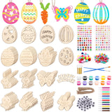 Sublaga 301 PCS Easter Wooden Hanging Ornaments Unfinished Wood Slices Eggs Easter Crafts for Kids DIY Easter Decorations Party Supplies Decor (301) Sublaga