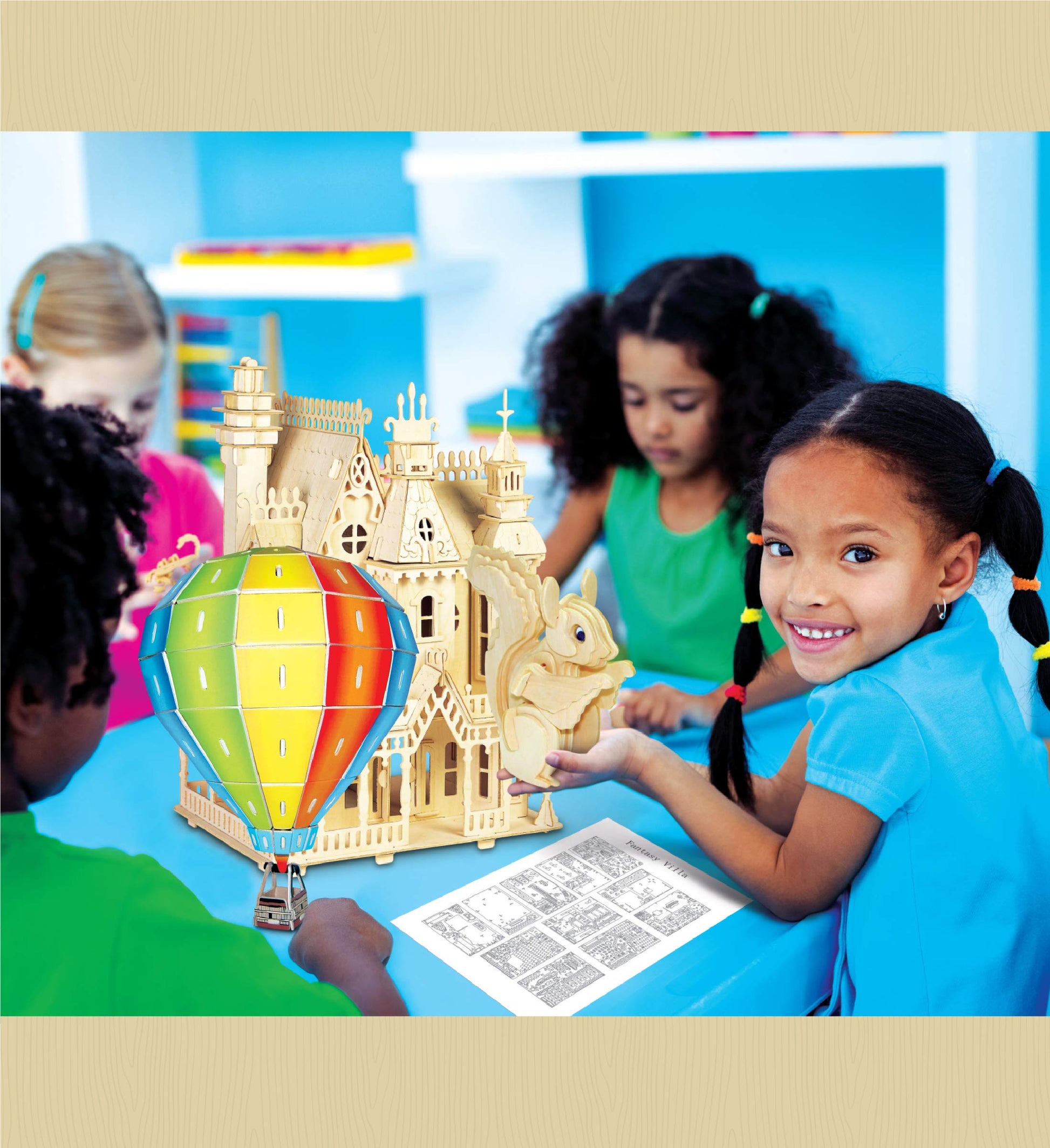 Puzzled Hot Air Ballon Pre-Colored 3-D Wooden Puzzle Construction Kit - Air Planes/Vehicles Theme - Affordable Gift for Kids and Adults - Item #C1403 - WoodArtSupply