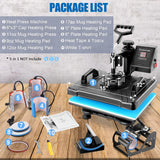 Heat Press Machine for Tshirts, 5 in 1 Heat Transfer Machine, 12" X 15" Heat Printing Press for Sublimation Combo with 360 Degree Rotation Swing Away AKEYDIY