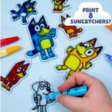 Bluey Window Art Suncatchers Kit for Kids to Paint, Great at-Home Craft Activity or Birthday Party Idea, Toys for Ages 3, 4, 5, 6 Bluey