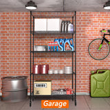 5-Shelf Adjustable Heavy Duty Storage Shelving Unit on 4 Wheel Casters, Metal Organizer Wire Rack for Laundry Bathroom Kitchen Pantry Closet, Black Soywey