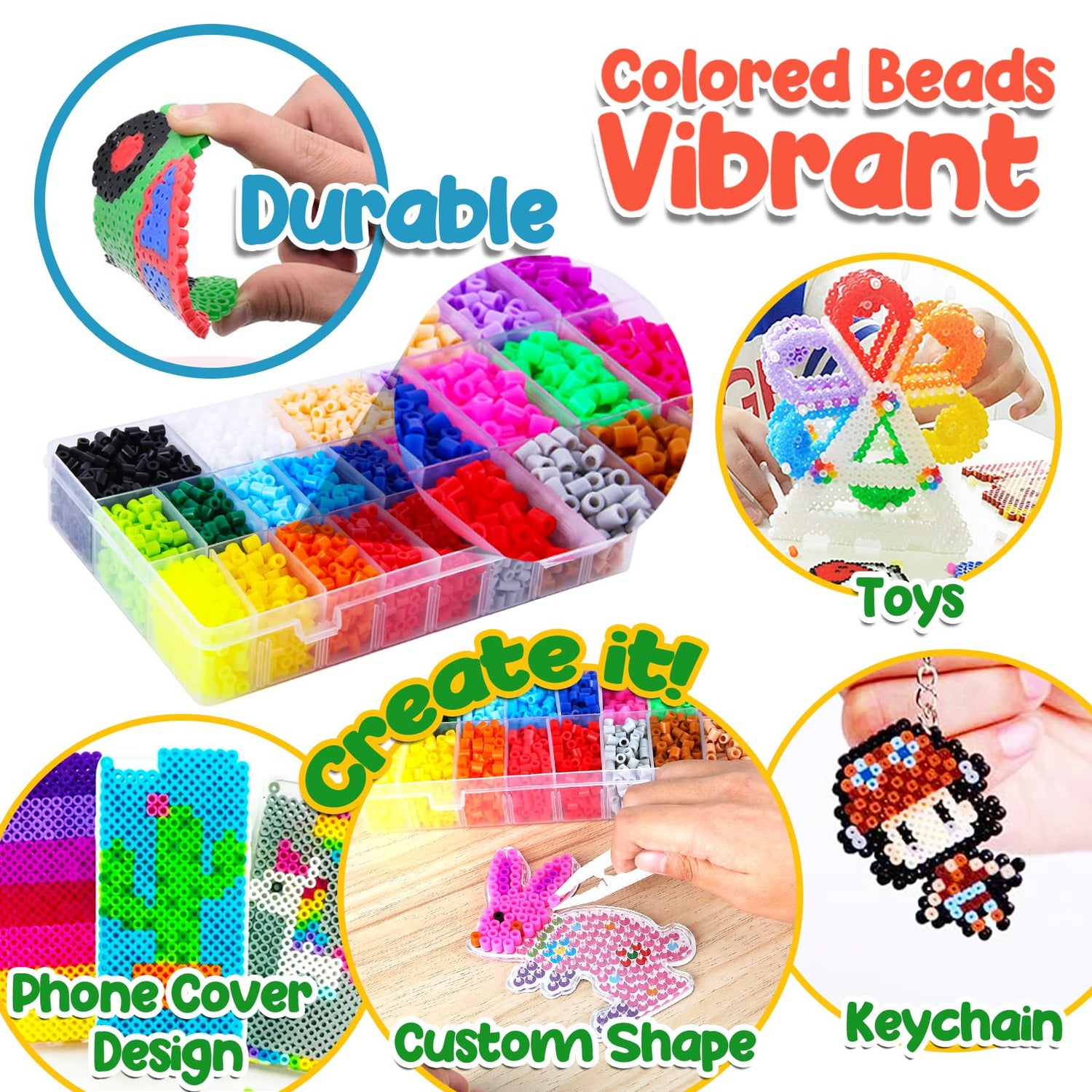 FUNZBO 5200 5mm Fuse Beads Kit - 24 Colors | 45 Patterns, Toys, Kids Crafts for Girls Ages 8-12, Arts and Crafts for Kids Ages 6-8, Gifts for Girls FUNZBO