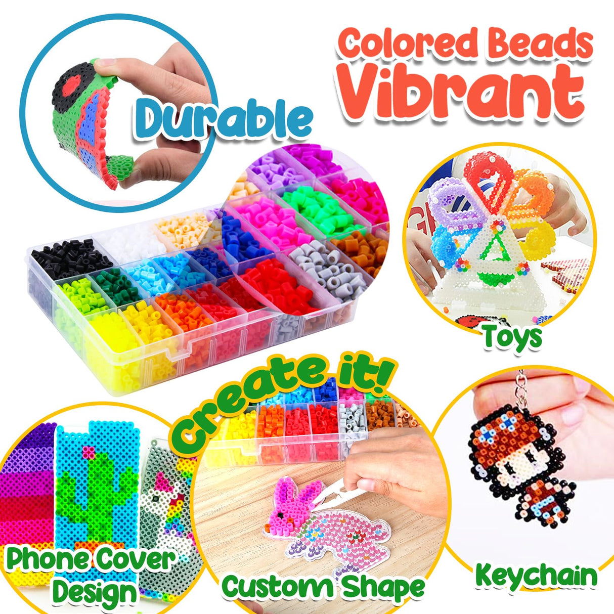 FUNZBO 5200 5mm Fuse Beads Kit - 24 Colors | 45 Patterns, Toys, Kids Crafts for Girls Ages 8-12, Arts and Crafts for Kids Ages 6-8, Gifts for Girls FUNZBO