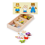 Melissa & Doug Mix 'n Match Wooden Bear Family Dress-Up Puzzle With Storage Case (45 pcs) - Wooden Teddy Bear Puzzle, Sorting And Matching Puzzles Melissa & Doug