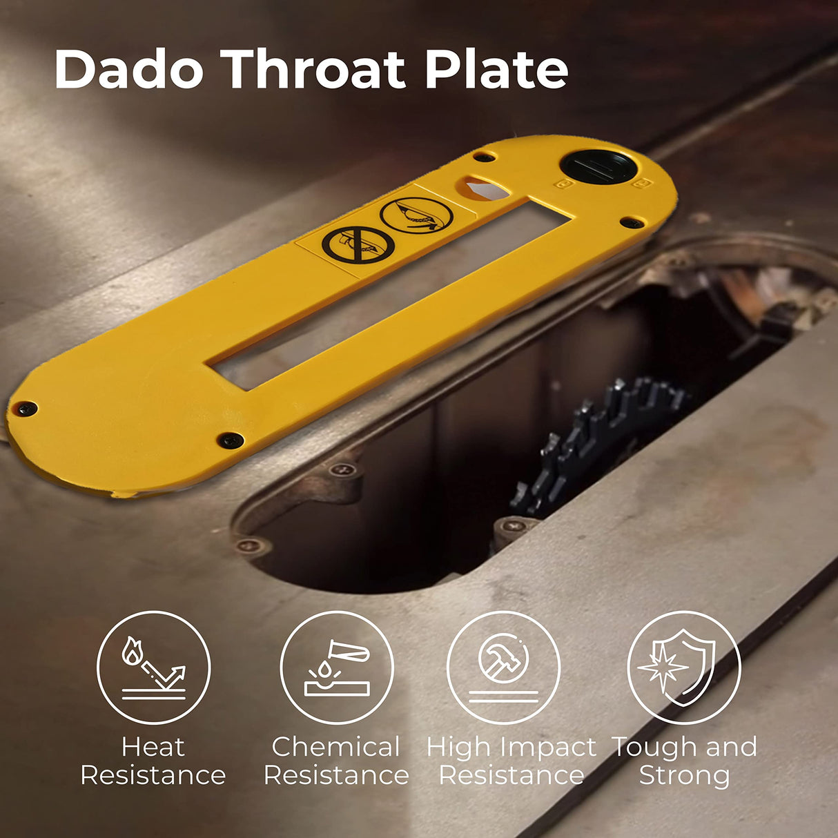 TonGass Dado Throat Plate Compatible with DeWalt 10" Portable Table Saw (DWE7490 DWE7491 DWE7491RS DWE7492) - Made from Impact-Resistant PC/PBT Blend TonGass