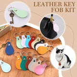 Sasylvia 100 Pcs Leather Key Fob Kit Leather Keychain Blanks with Rivets and Key Rings for Laser Engraving DIY Making Leather(Multicolored) Sasylvia
