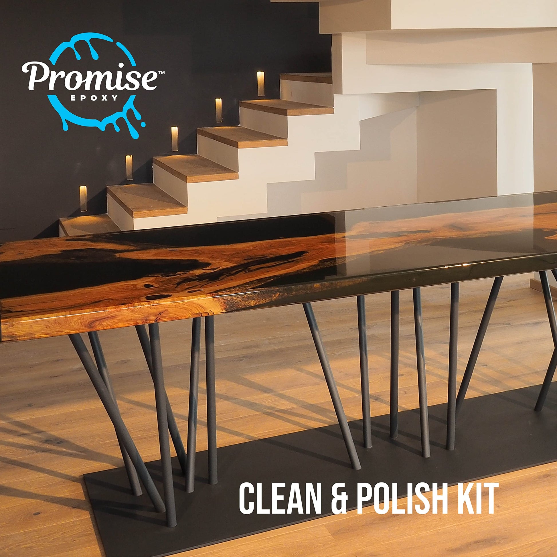 Promise Epoxy - 32 Ounce Kit of Pro Polish (16oz) & Cleaner (16oz), Specially Formulated for Epoxy Resin & High Gloss Finishes, Removes Scratches & - WoodArtSupply