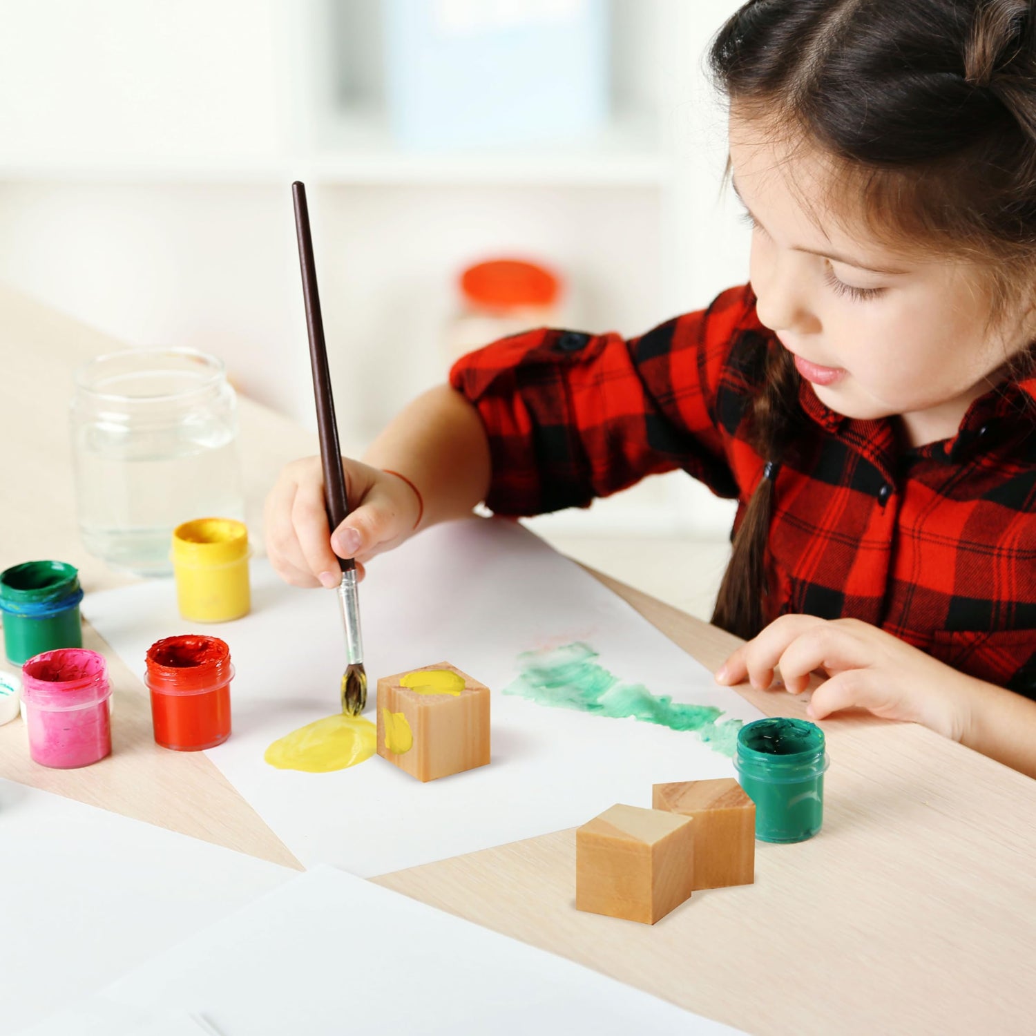 Dragon Drew Unfinished Wood Blocks | Wooden Cubes for Crafts | 2 Inch | 6 Pack Dragon Drew