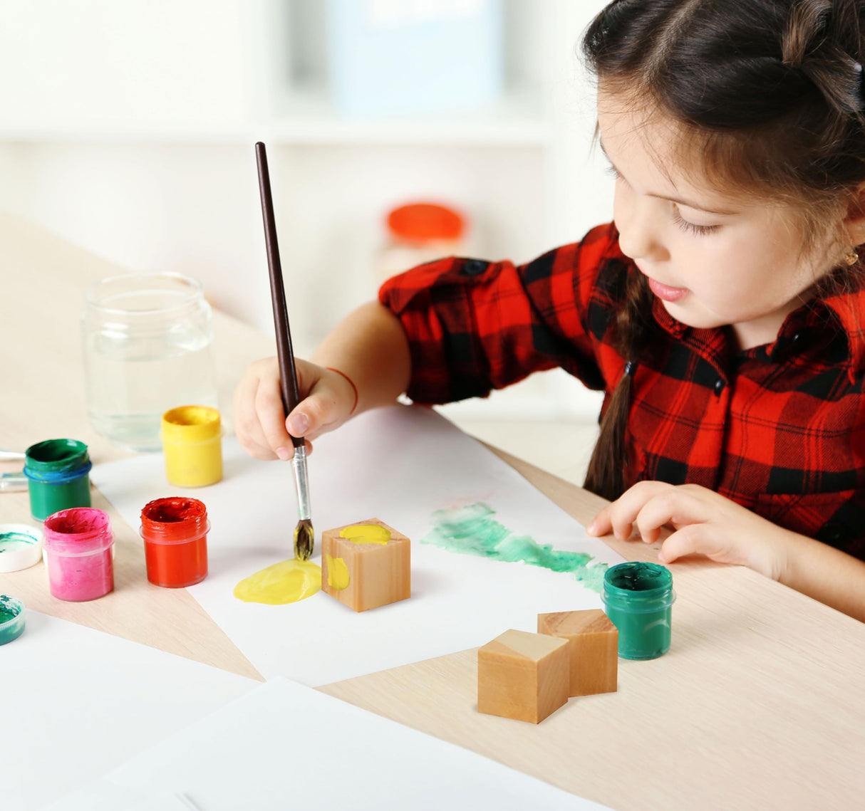 Dragon Drew Unfinished Wood Blocks | Wooden Cubes for Crafts | 2 Inch | 6 Pack Dragon Drew