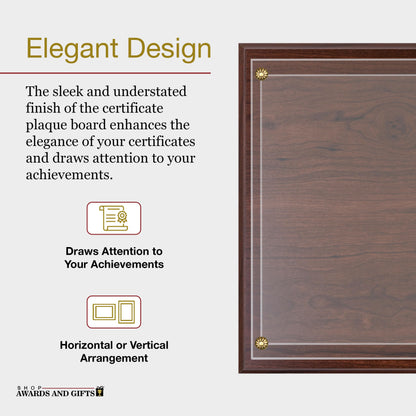 SHOP AWARDS AND GIFTS 8.5 x 11 Certificate Frame Holder, Slide in Wall Plaque Display, 10.5 x 13 Inch Board, Multiple Colors (Walnut) - WoodArtSupply