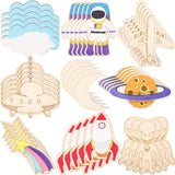 Outer Space Unfinished Wooden Cutouts Wooden Paint Crafts for Halloween Christmas Decoration Kids DIY Craft Art Project and Home Decor Ornament Jetec