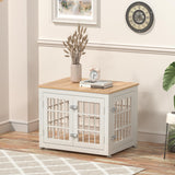 rehomerance Heavy Duty Dog Crate Furniture for Small Dogs, Decorative Pet House End Table, Wooden Cage Kennel Furniture Indoor, White and Natural rehomerance