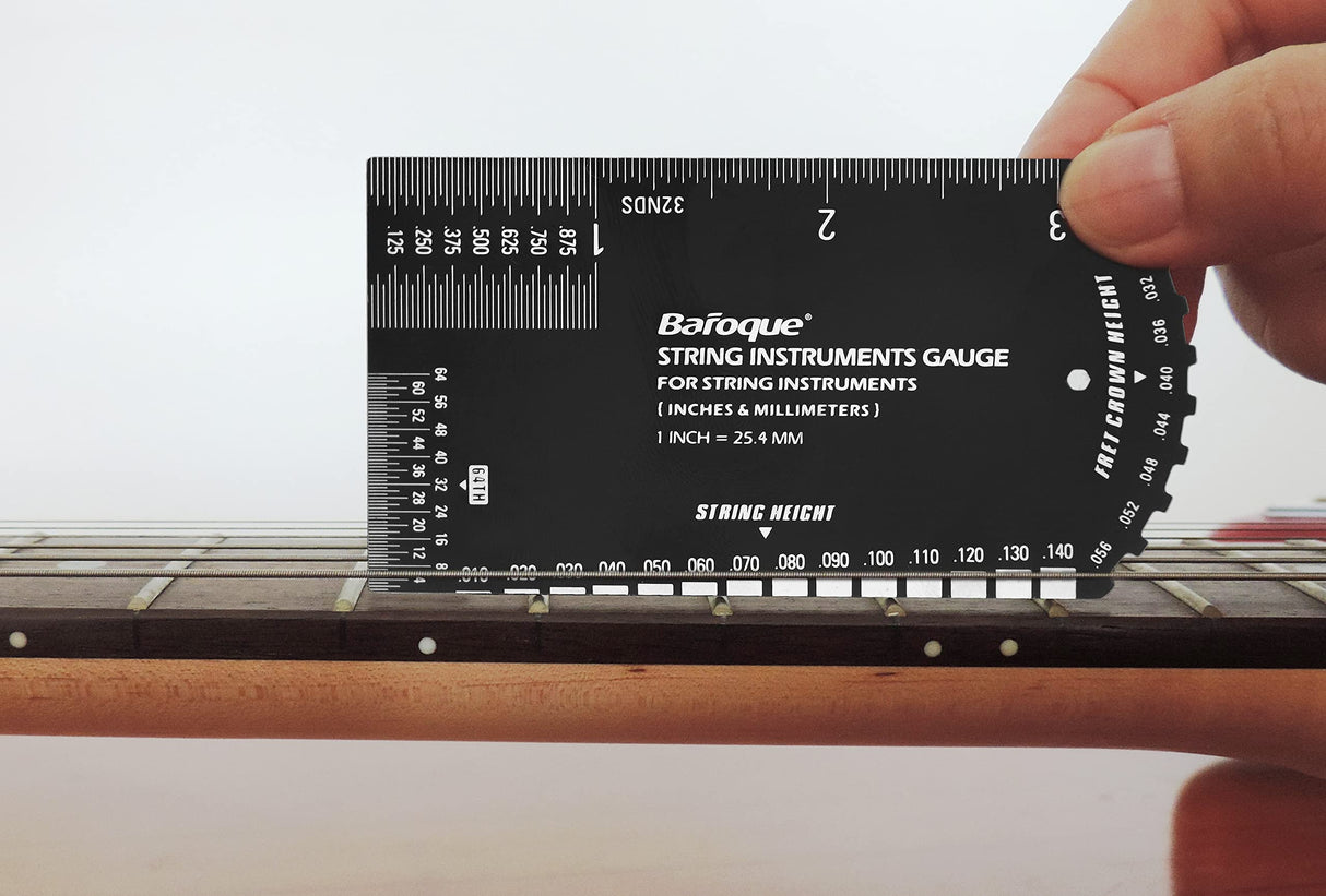 Baroque Stringed Instrument Action Ruler Gauge Luthier Measuring Tool for Electric Acoustic Guitar Bass Ukulele Mandolin Banjo SIG-10 Baroque