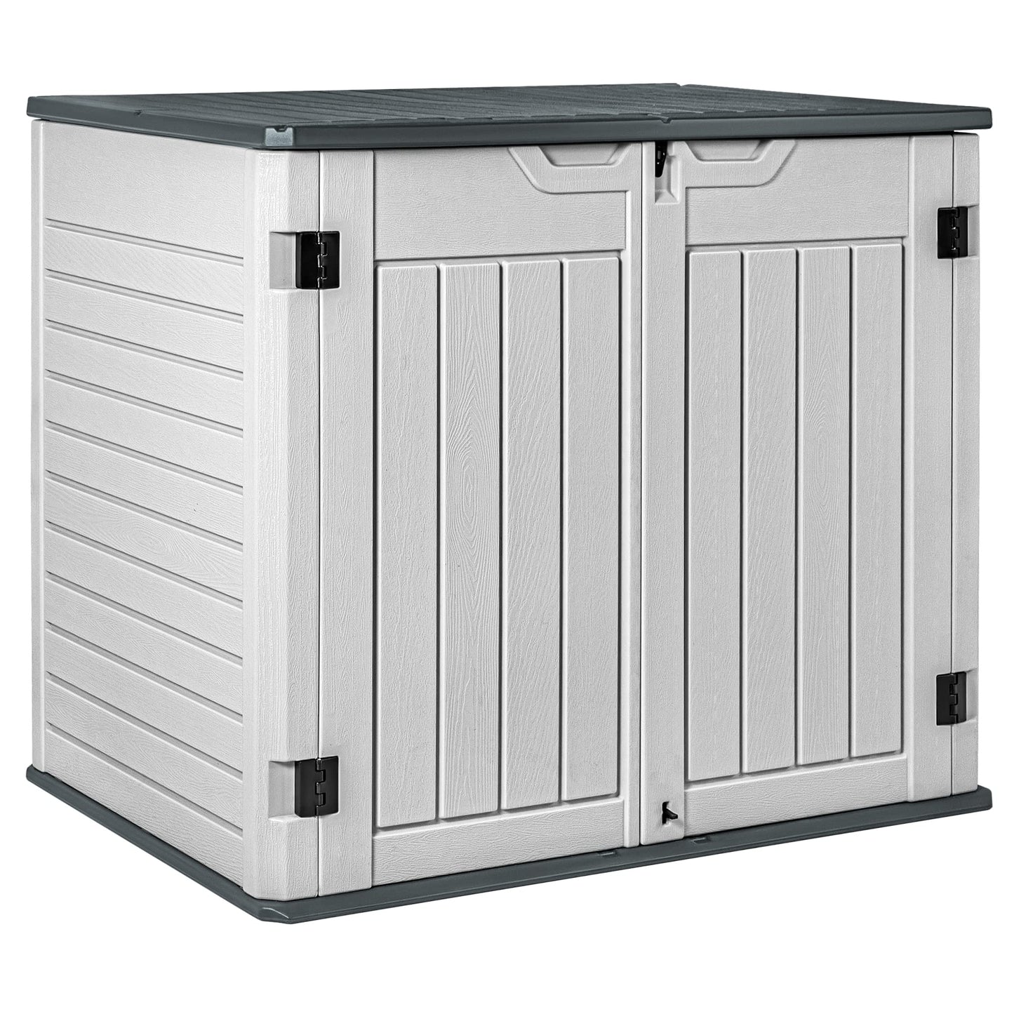 Devoko Resin Outdoor Storage Shed 28 Cu Ft Horizontal Outdoor Storage Cabinet Waterproof Patio Tools Storage Box for Pool Toys, Sofa Cushion, Lawn - WoodArtSupply