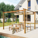 Domi 9’x13' Outdoor Retractable Pergola Against The Wall with Sun Shade Canopy, Pergolas and Gazebos Clearance, Patio Metal Canopy for Deck, Garden, domi outdoor living