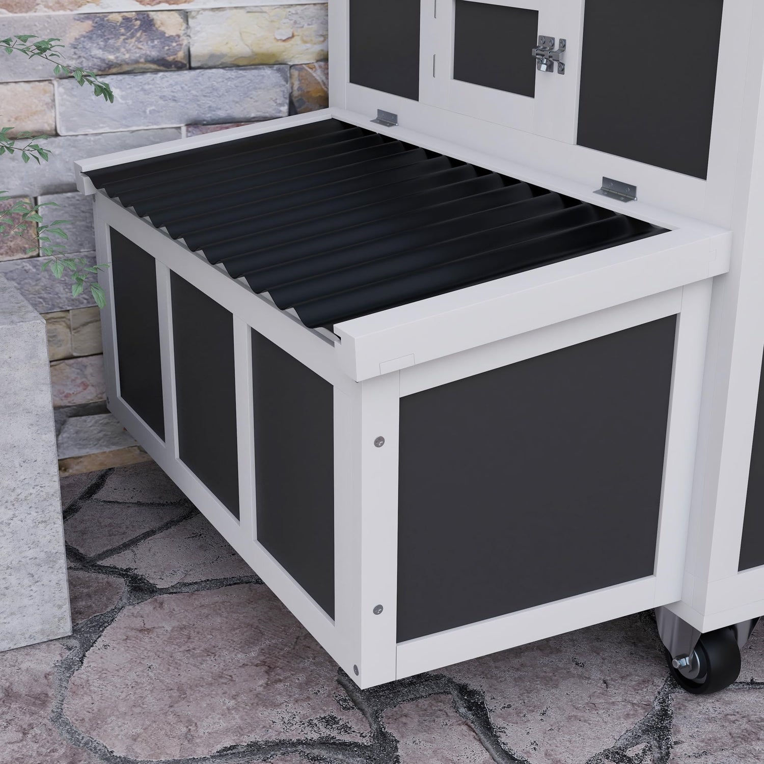 PawHut Wooden Chicken Coop with Nesting Box, Outdoor Poultry Cage Rabbit Hutch for 6 Chickens with Pull Out Tray, Perches, Ramp, Windows for Duck, PawHut