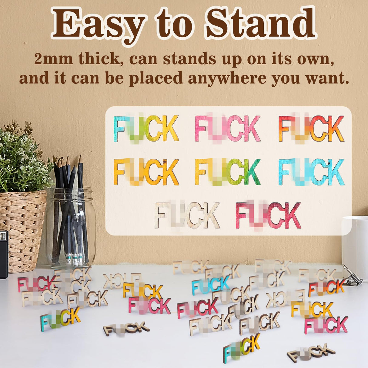 Beeveer 500 Pcs Wooden Words That Symbolize Attitudes Cutouts Bag of Words That Symbolize Attitudes to Give Mini Unfinished Wood Words That Symbolize Beeveer