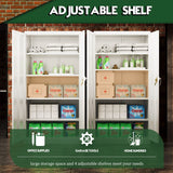 Greenvelly White Metal Storage Cabinet for Garage, 72” Steel Locking Cabinet with Doors and 4 Shelves, Tall Tool Cabinets for Garage Storage Systems Greenvelly