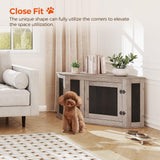 MAHANCRIS Corner Dog Crate Furniture, Wooden Dog Kennel End Table, Decorative Pet Crate Indoor Use, Furniture Style Dog House for Small Medium Dog, MAHANCRIS