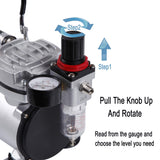 Timbertech Airbrush Kit with Compressor AS18-2K Basic Start Kit with Air Hose, Cleaning Brush & Test Paints for Hobby, Body Tattoo, Graphic and Any TIMBERTECH