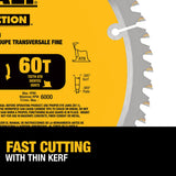 DEWALT 10-Inch Miter / Table Saw Blade, ATB, Thin Kerf, Crosscutting, 5/8-Inch Arbor, 60-Tooth (DW3106) DEWALT