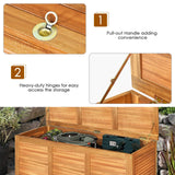 Tangkula 47 Gallon Acacia Wood Deck Box, Garden Backyard Storage Bench, Outdoor Storage Container for Patio Furniture Cushions and Gardening Tools Tangkula