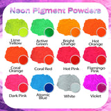 Renfio Neon Pigment Powder, 12 Colors Neon Mica Powder, 10g/Jar Bright Fluorescent Nail Glitter Powder for Nail Art, Candle Dye, Epoxy Resin, Soaping Renfio