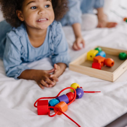 Melissa & Doug Primary Lacing Beads - Educational Toy With 30 Wooden Beads and 2 Laces - Beads For Toddlers, Fine Motor Skills Lacing Toys For - WoodArtSupply