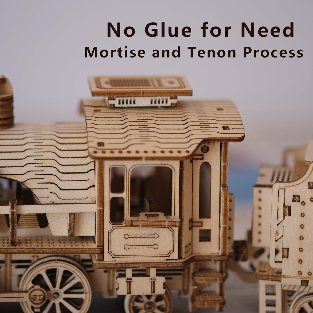 Suerte 3D Puzzles for Adult Wooden Train Model Set DIY Assembly Mechanical Puzzles Wood Train Building Model Kit Gift for Men Teens Kids on Birthday Suerte