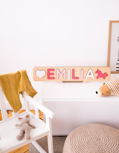 Personalized Wood Name Puzzle Montessori Toys Nursery Decor Customized Puzzle Educational Toys Sensory Toys 1st birthday Girl Gifts Custom Name - WoodArtSupply