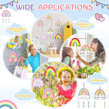 12 Pack Wind Chime Crafts for Kids, Make Your Own Boho Rainbow Wind Chime Kit DIY Coloring Wooden Craft Unfinished Rainbow Wood Ornaments for Girls TREACLUB