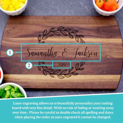 Blue Ridge Mountain Gifts Personalized Laser Engraved Wooden Cutting Board New Home Essentials - Customized Chopping Board for Weddings, - WoodArtSupply