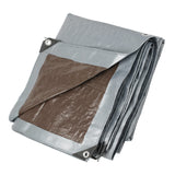 12x20 Heavy Duty Tarp, 10 Mil Thick, Waterproof, Tear & Fade Resistant, High Durability, UV Treated, Grommets Every 18 Inches. (Silver/Brown - KING-A-MA-JIGS