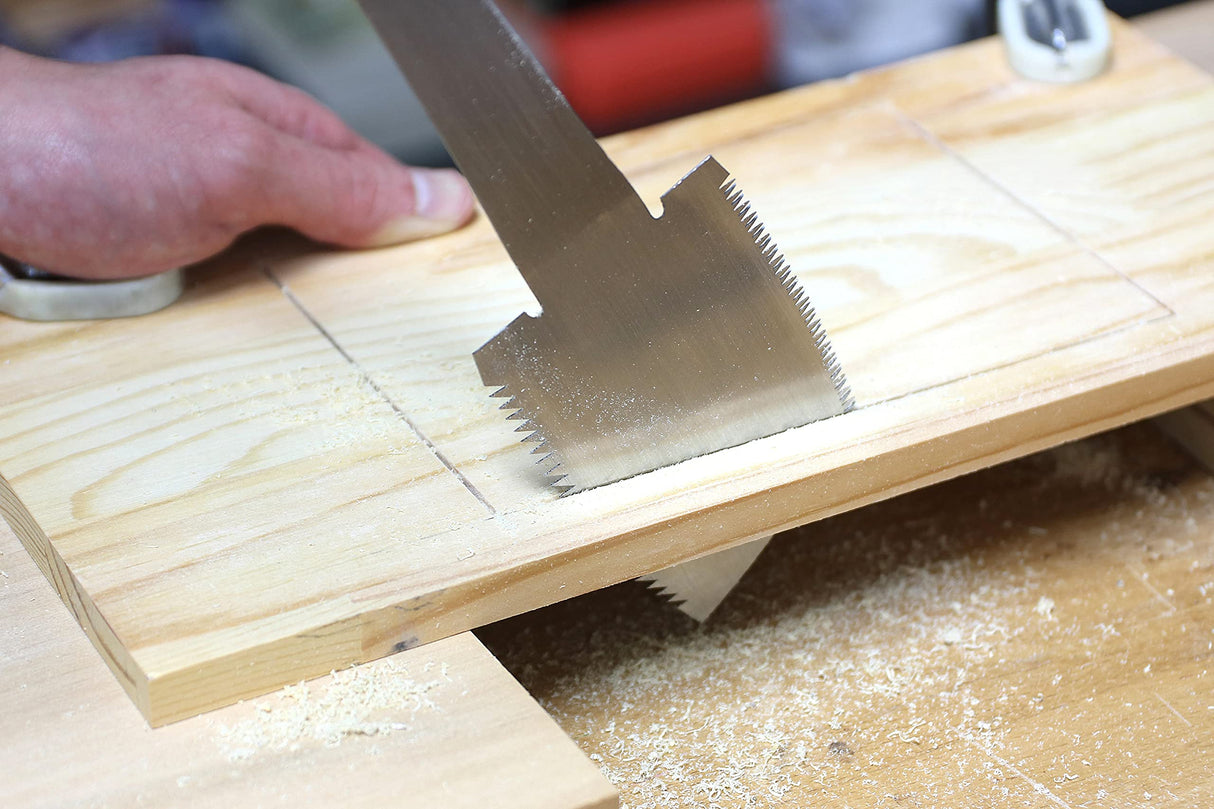 KAKURI Azebiki Japanese Saw for Woodworking 3-1/2" Made in JAPAN, Japanese Curved Hand Pull Saw for Hole, Mid Panel, Groove Cutting, Ryoba Double KAKURI