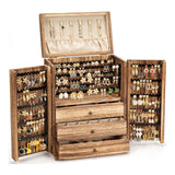 Poyilooo Jewelry Box Organizer, Large Jewelry Boxes for Women, Great Storage Earring Organizer Display for Necklace Earring Ring Bracelet, Rustic Poyilooo